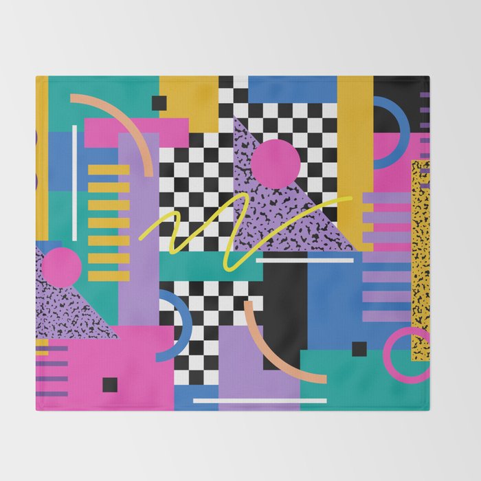 Memphis pattern 101 - 80s / 90s Retro Throw Blanket Gallery Image 2