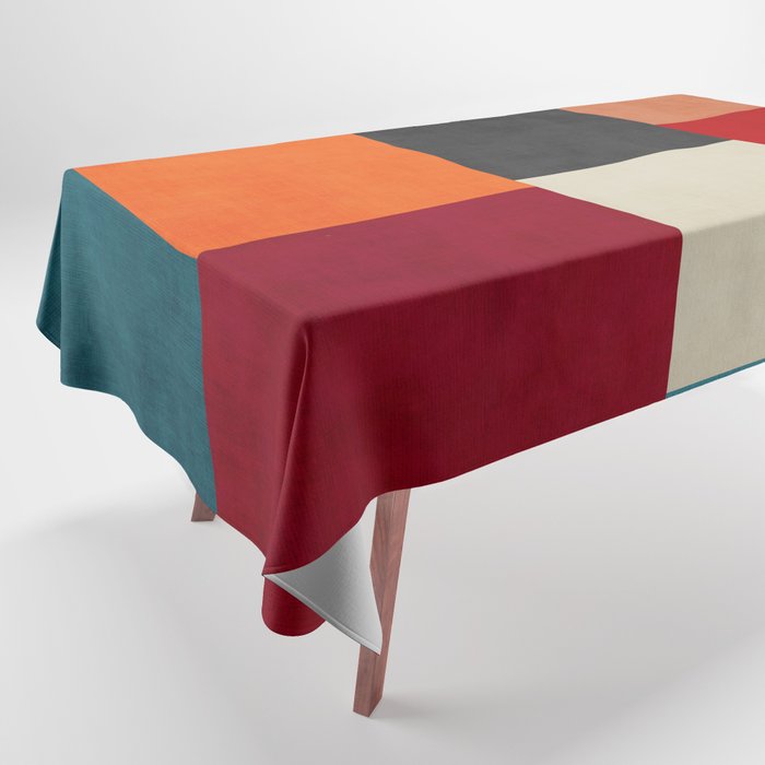 Colorful Modern Patchwork Abstract Art Tablecloth Gallery Image 1