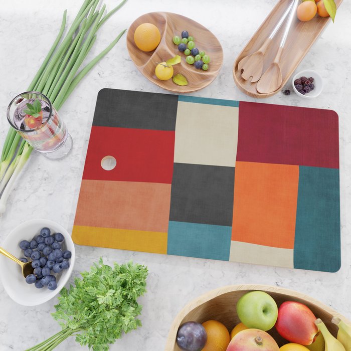 Colorful Modern Patchwork Abstract Art Cutting Board Gallery Image 2