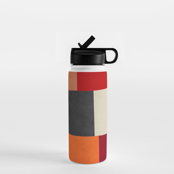 Colorful Modern Patchwork Abstract Art Water Bottle Gallery Image 1