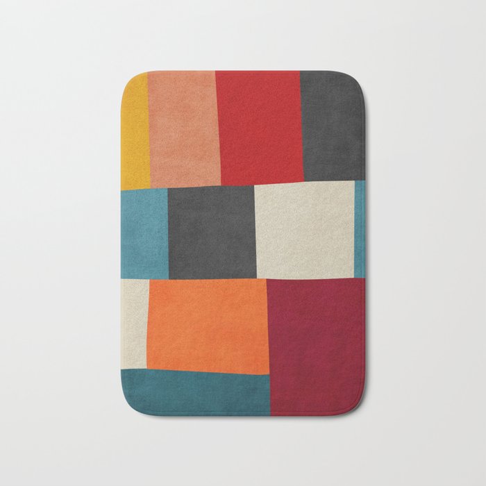 Colorful Modern Patchwork Abstract Art Bath Mat Gallery Image 1