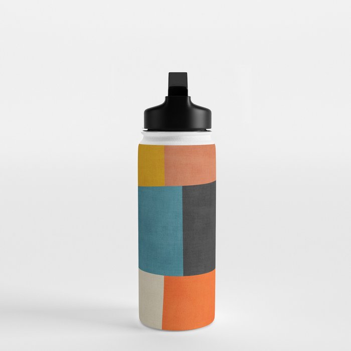 Colorful Modern Patchwork Abstract Art Water Bottle Gallery Image 3