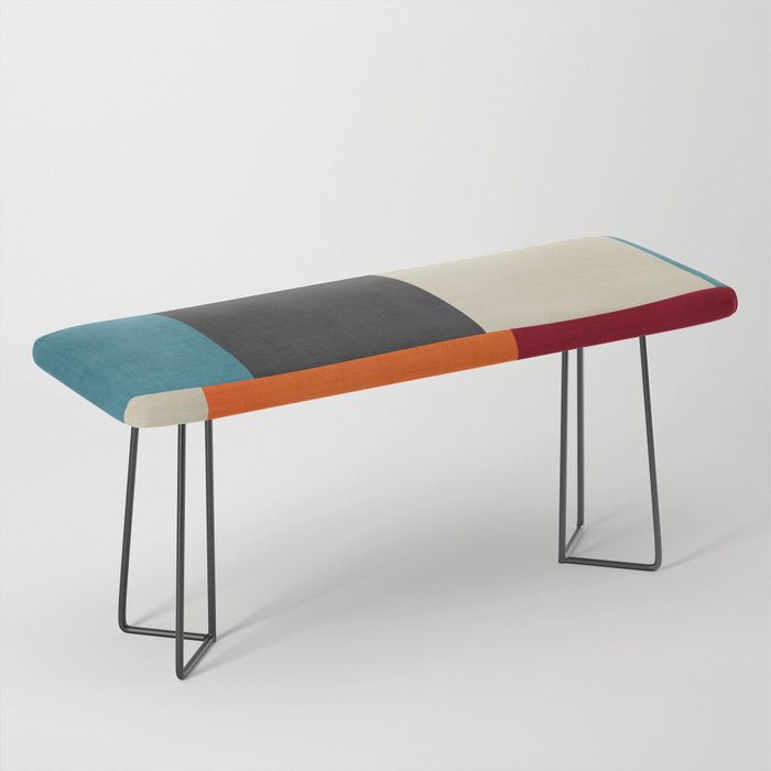 Colorful Modern Patchwork Abstract Art Bench Gallery Image 1