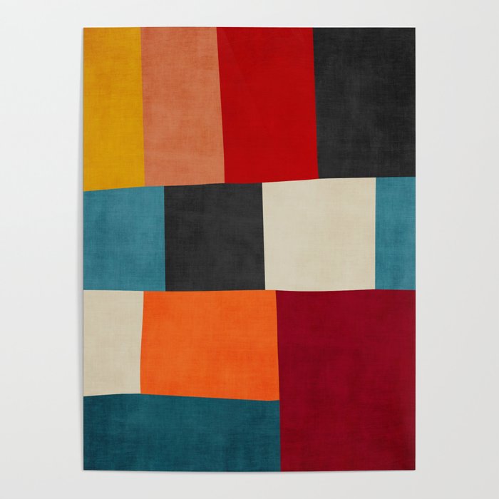 Colorful Modern Patchwork Abstract Art Poster Gallery Image 1