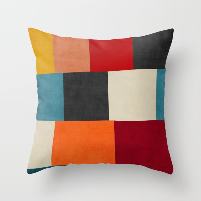 Colorful Modern Patchwork Abstract Art Throw Pillow Gallery Image 6