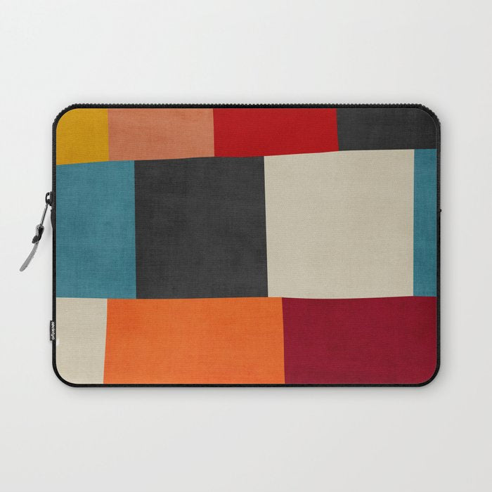 Colorful Modern Patchwork Abstract Art Laptop Sleeve Gallery Image 1