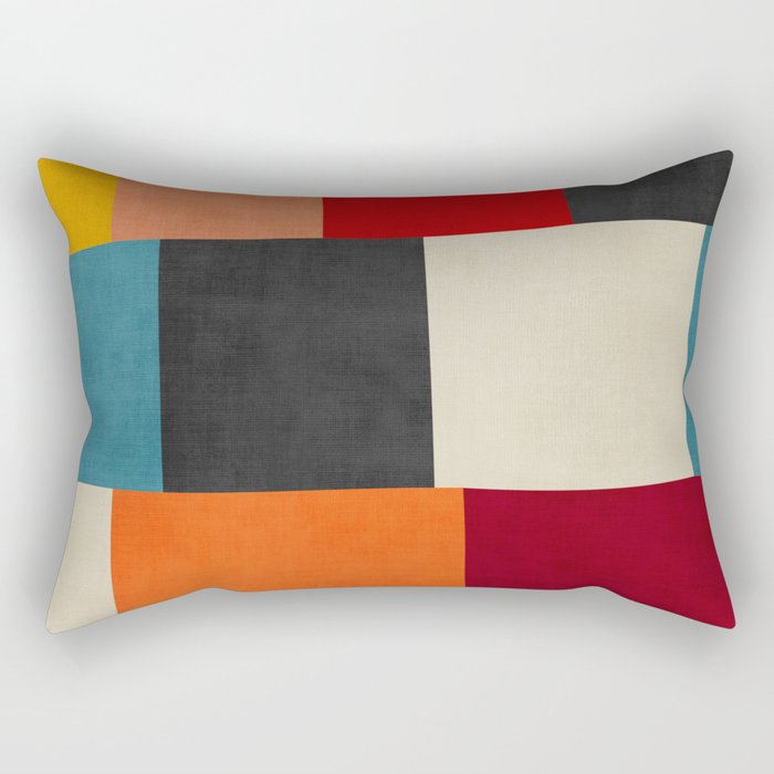 Colorful Modern Patchwork Abstract Art Rectangular Pillow Gallery Image 1