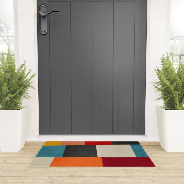 Colorful Modern Patchwork Abstract Art Welcome Mat Gallery Image 3