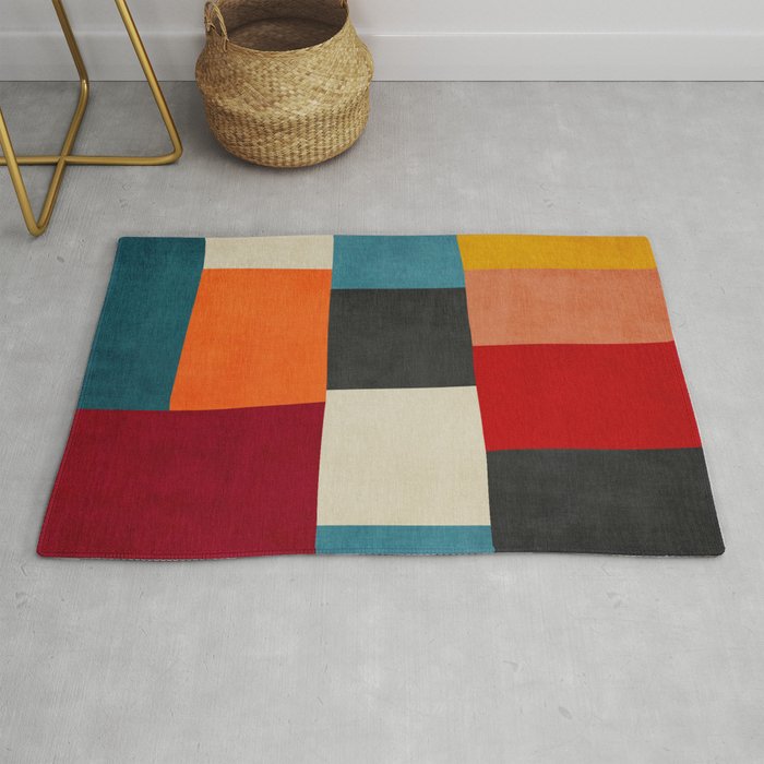 Colorful Modern Patchwork Abstract Art Rug Gallery Image 1