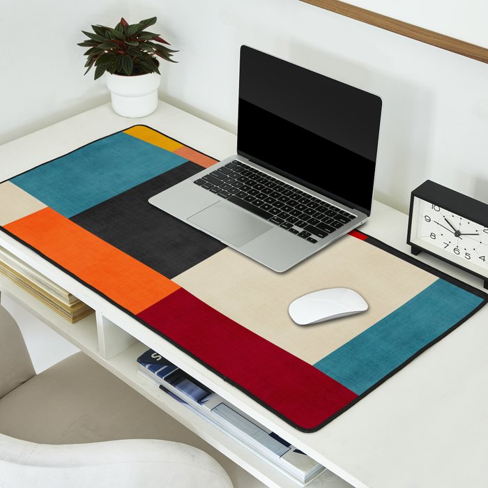 Colorful Modern Patchwork Abstract Art Desk Mat Gallery Image 2