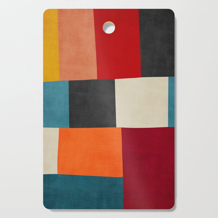Colorful Modern Patchwork Abstract Art Cutting Board Gallery Image 1