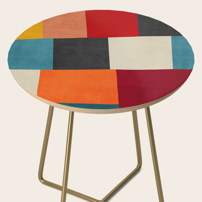 Colorful Modern Patchwork Abstract Art Side Table Gallery Image 2