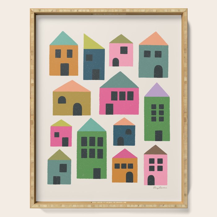 Happy Houses - Multi-colored Serving Tray Gallery Image 1