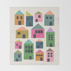 Happy Houses - Multi-colored Throw Blanket Gallery Image 2