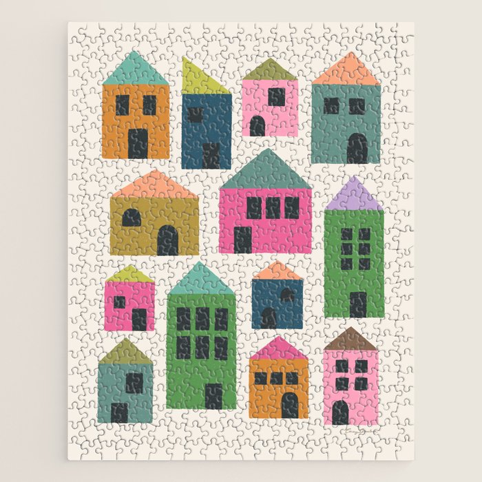 Happy Houses - Multi-colored Jigsaw Puzzle Gallery Image 1