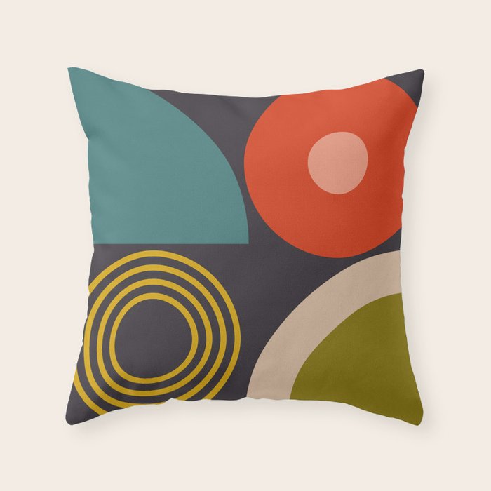 mid century bauhaus geometry square 3 Throw Pillow Gallery Image 6