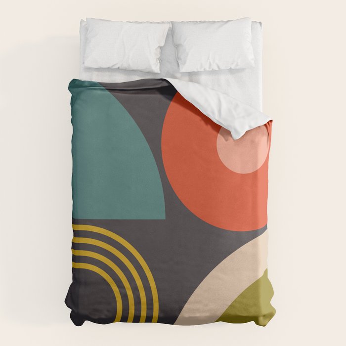 mid century bauhaus geometry square 3 Duvet Cover Gallery Image 6