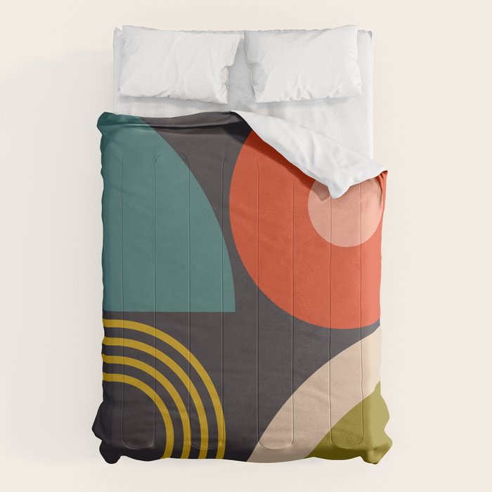 mid century bauhaus geometry square 3 Comforter Gallery Image 1