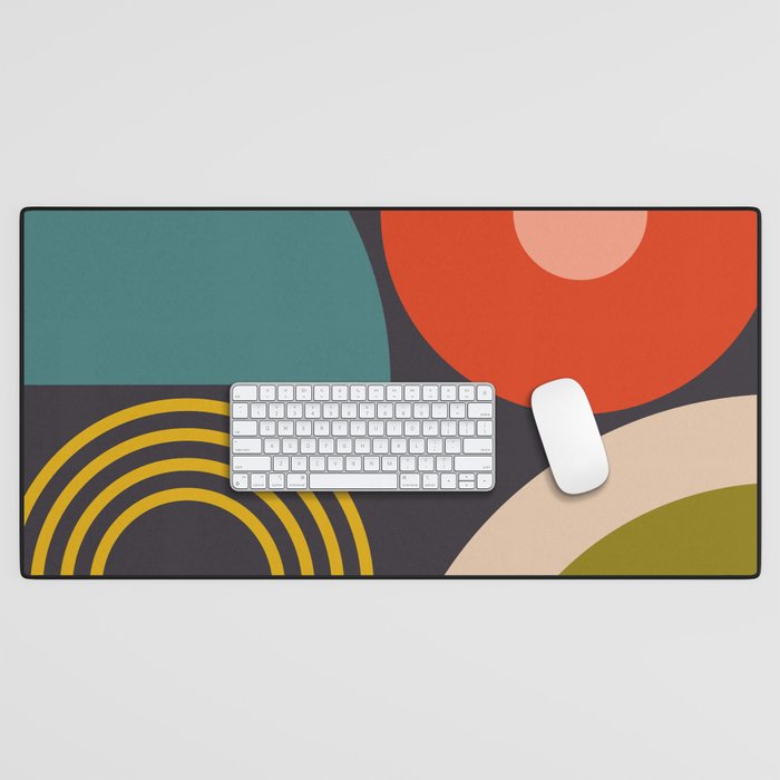 mid century bauhaus geometry square 3 Desk Mat Gallery Image 1