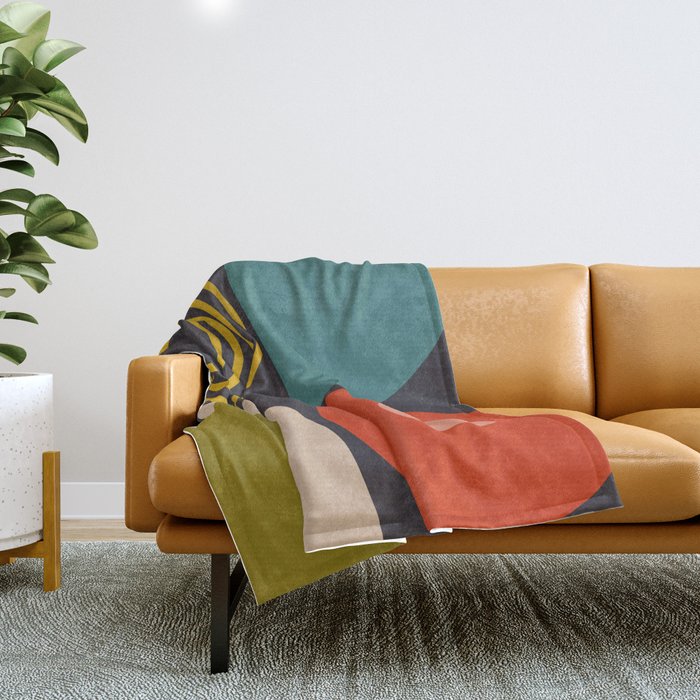 mid century bauhaus geometry square 3 Throw Blanket Gallery Image 1
