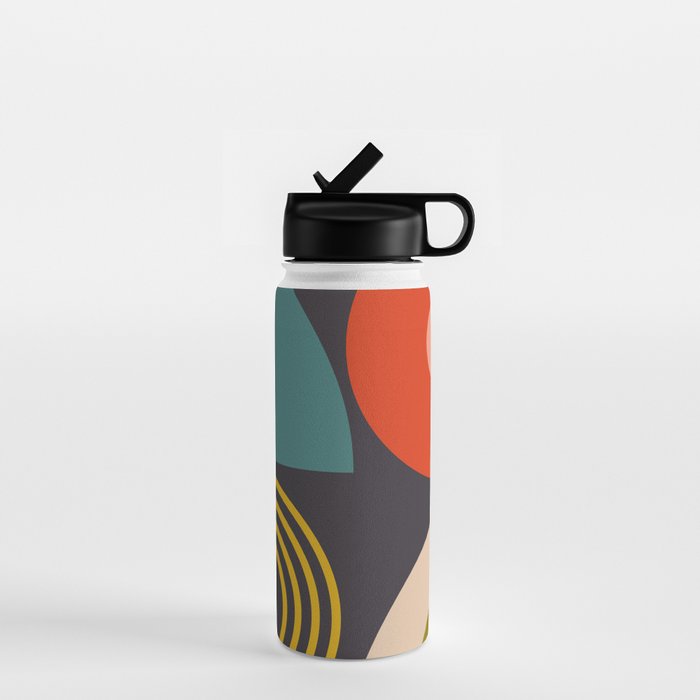 mid century bauhaus geometry square 3 Water Bottle Gallery Image 1