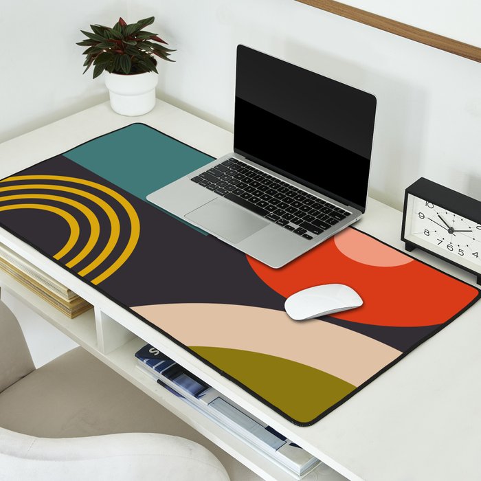 mid century bauhaus geometry square 3 Desk Mat Gallery Image 2