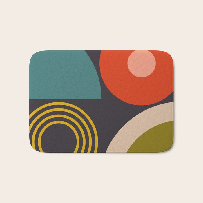 mid century bauhaus geometry square 3 Bath Mat Gallery Image 1