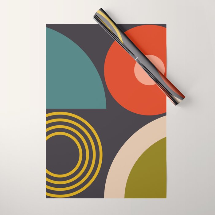 mid century bauhaus geometry square 3 Wrapping Paper Gallery Image 1