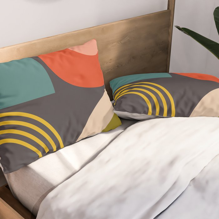 mid century bauhaus geometry square 3 Pillow Sham Gallery Image 2