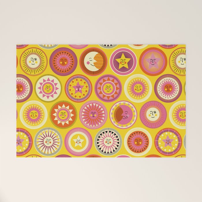 Many faces of Sun, Moon and Stars Welcome Mat Gallery Image 1