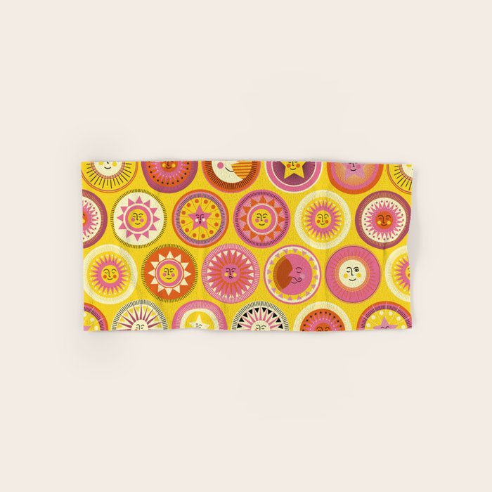 Many faces of Sun, Moon and Stars Bath Towel Gallery Image 1