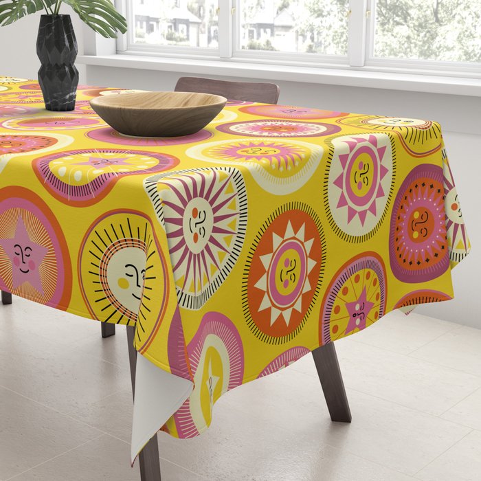Many faces of Sun, Moon and Stars Tablecloth Gallery Image 3
