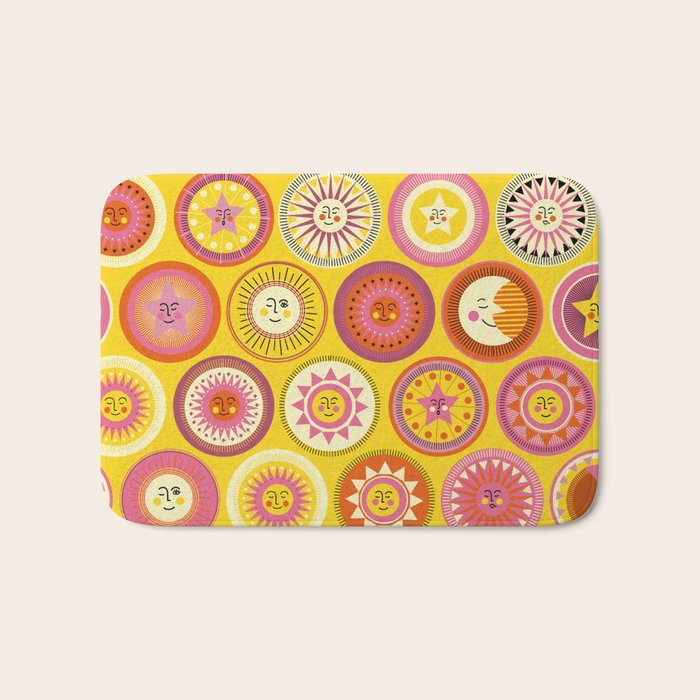 Many faces of Sun, Moon and Stars Bath Mat Gallery Image 1