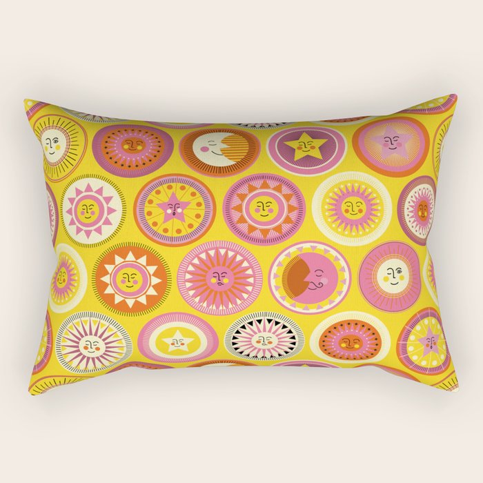 Many faces of Sun, Moon and Stars Rectangular Pillow Gallery Image 2