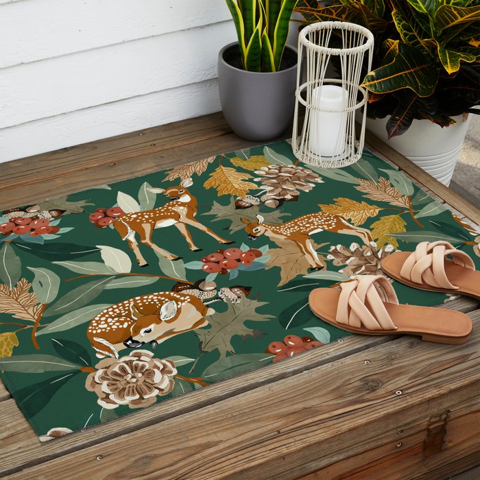 Deer in the autumn nature 22 Outdoor Rug Gallery Image 2