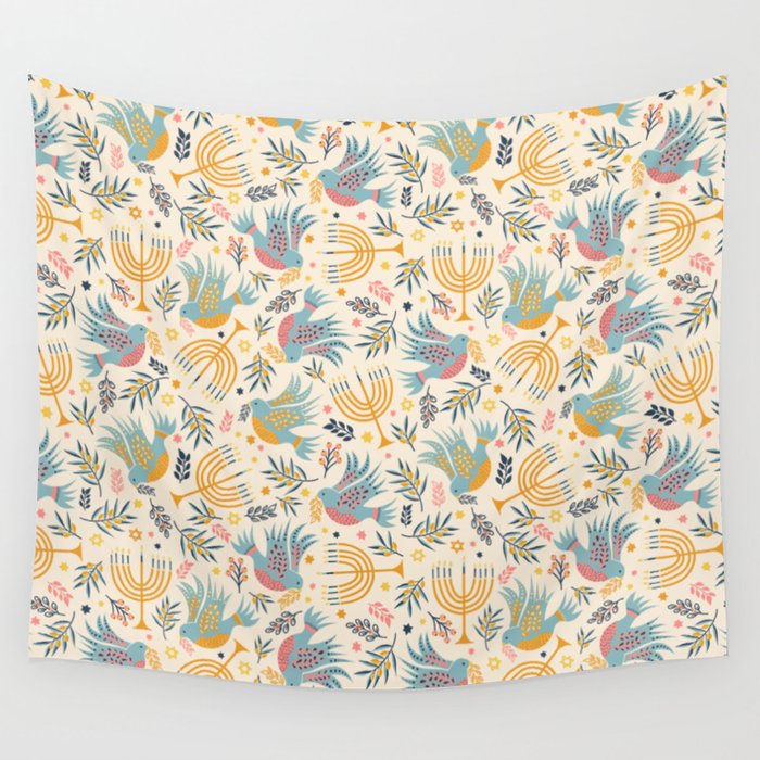 Hanukkah Modern Pattern Wall Tapestry Gallery Image 4