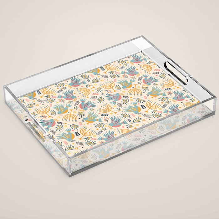 Hanukkah Modern Pattern Acrylic Tray Gallery Image 1