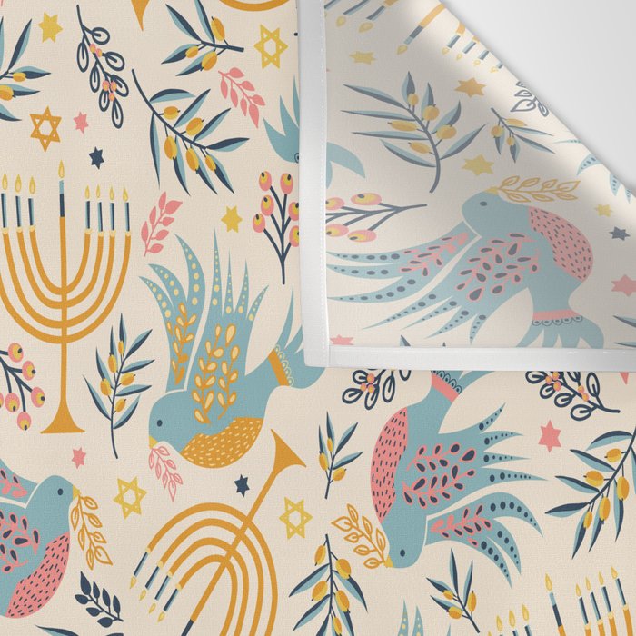 Hanukkah Modern Pattern Wall Tapestry Gallery Image 3