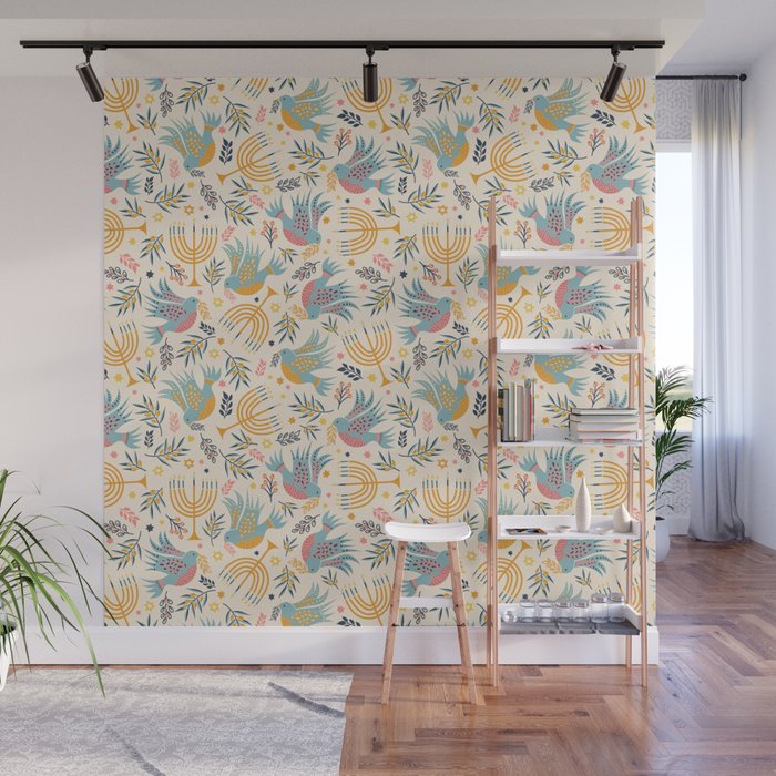 Hanukkah Modern Pattern Wall Mural Gallery Image 1