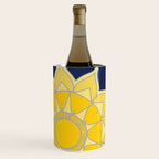 Sunshine yellow navy blue abstract floral mandala Wine Chiller Gallery Image 2