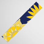 Sunshine yellow navy blue abstract floral mandala Table Runner Gallery Image 3