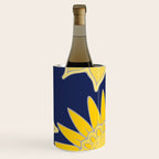 Sunshine yellow navy blue abstract floral mandala Wine Chiller Gallery Image 3