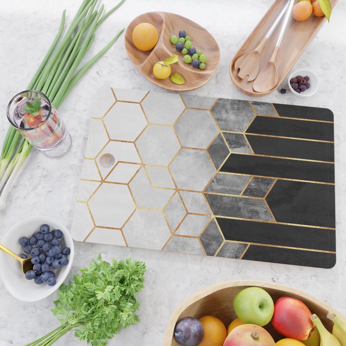 Charcoal Hexagons Cutting Board Gallery Image 2