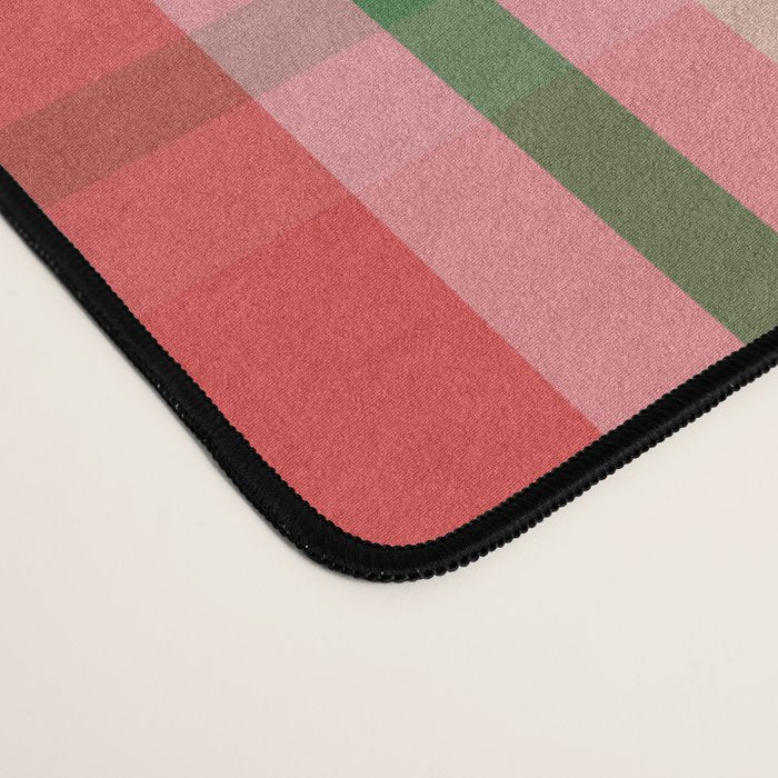 Christmas Cottage Plaid Pattern Red Pink Green Desk Mat Gallery Image 4