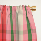 Christmas Cottage Plaid Pattern Red Pink Green Window Curtain Gallery Image 2