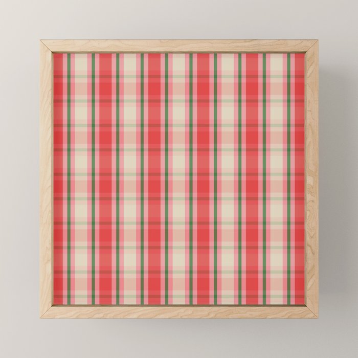 Christmas Cottage Plaid Pattern Red Pink Green Mini Art Print Gallery Image 1