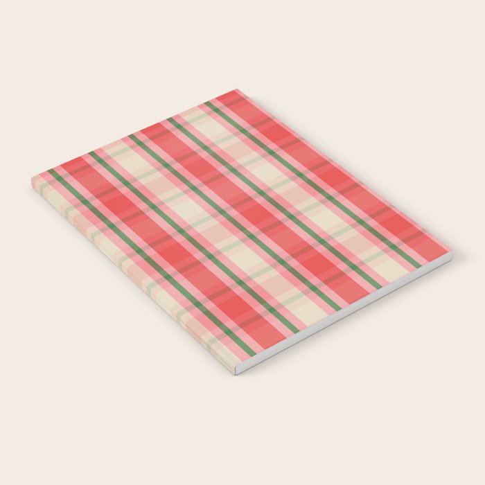 Christmas Cottage Plaid Pattern Red Pink Green Notebook Gallery Image 1