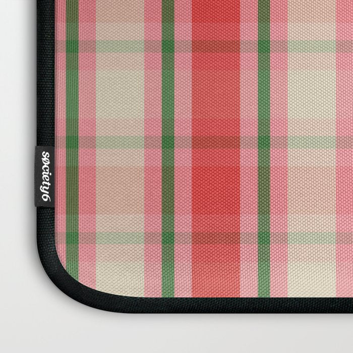 Christmas Cottage Plaid Pattern Red Pink Green Laptop Sleeve Gallery Image 3