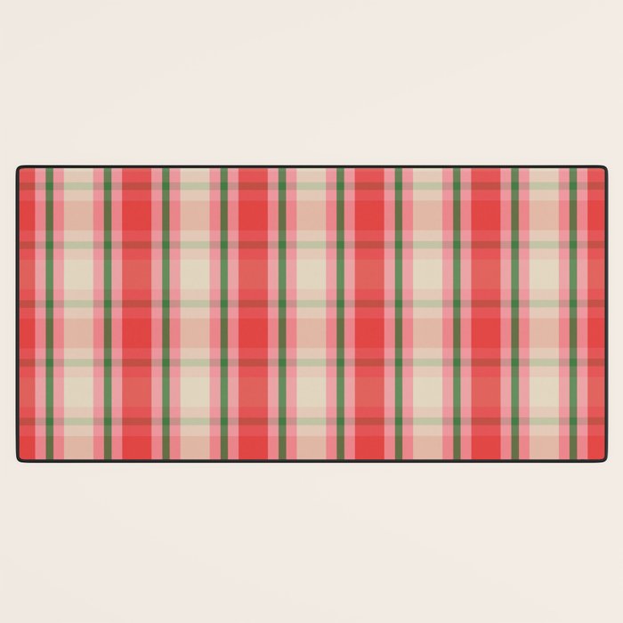 Christmas Cottage Plaid Pattern Red Pink Green Desk Mat Gallery Image 3