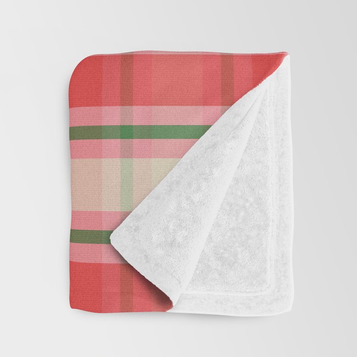Christmas Cottage Plaid Pattern Red Pink Green Throw Blanket Gallery Image 3